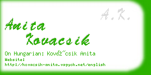 anita kovacsik business card